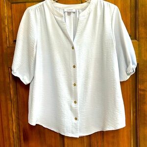 Calvin Klein White Short Sleeve Blouse - PM